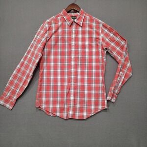 Eddie Bauer Men's Red Plaid Classic Fit Long Sleeve Button Up Shirt‎ Size Small